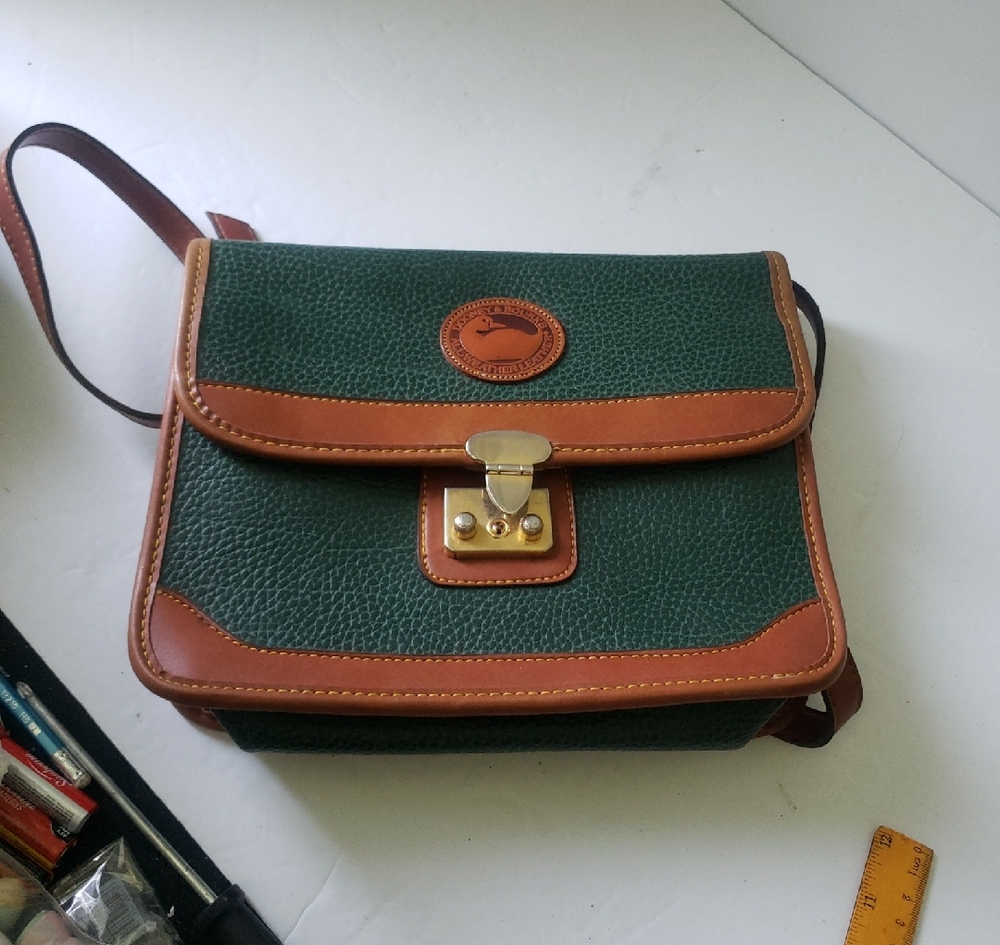 Dooney & Bourke Vintage Green & Brown Shoulder Crossbody Bag Pebble Collection